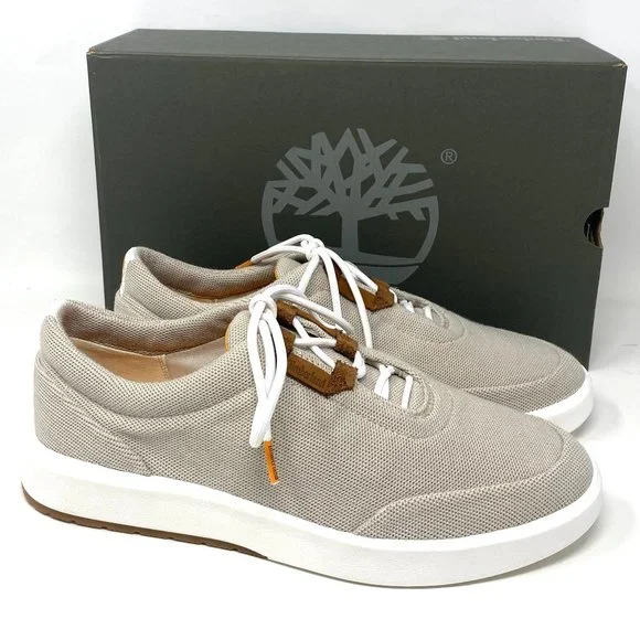 Timberland Truecloud EK Leather Fabric OX White Tan Knit Men's TB 0A28FN F48 - Picture 3 of 11